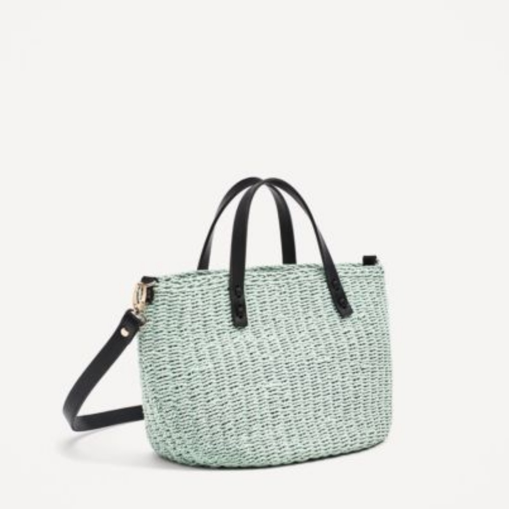 Zara NWT Mint Braided Mini Tote Bag - Picture 1 of 7